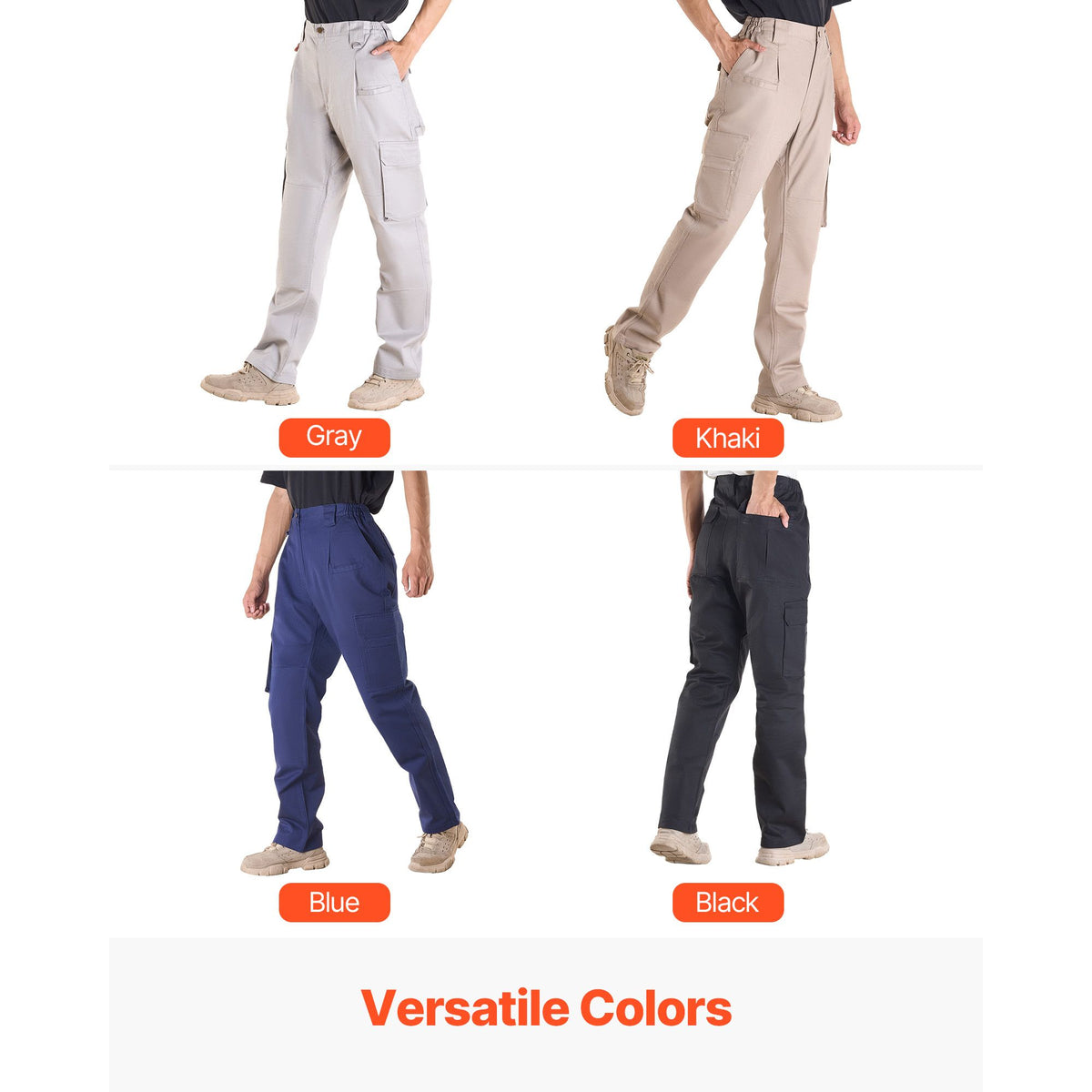 FR Pants for Men, 100% Cotton, Flame-Resistant Cargo Pants with Multi-Pockets and Elastic Waist, Reinforced Tear-proof Stitching, Ideal for Welding Work and Casual Wear, M Size, Dark Blue
