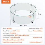 Fire Pits: VEVOR Fire Pit Wind Guard, 740 x 214mm Round Glass Flame Shield, 6mm Thick Fire Table Accessory, Clear Tempered Glass Flame Guard for Propane, Gas, Outdoor, Patio, Backyard
