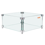 Fire Pits: VEVOR Gas Fire Pit Wind Guard for Square Fire Table, 380 x 380 x 180 mm Clear Tempered Wind Guard for Firepits, 8mm Thick Square Glass Shield, Glass Panel with Hard Corner Bracket & Feet