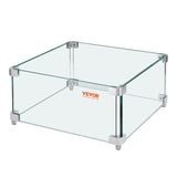 Fire Pits: VEVOR Gas Fire Pit Wind Guard for Square Fire Table, 380 x 380 x 180 mm Clear Tempered Wind Guard for Firepits, 8mm Thick Square Glass Shield, Glass Panel with Hard Corner Bracket & Feet