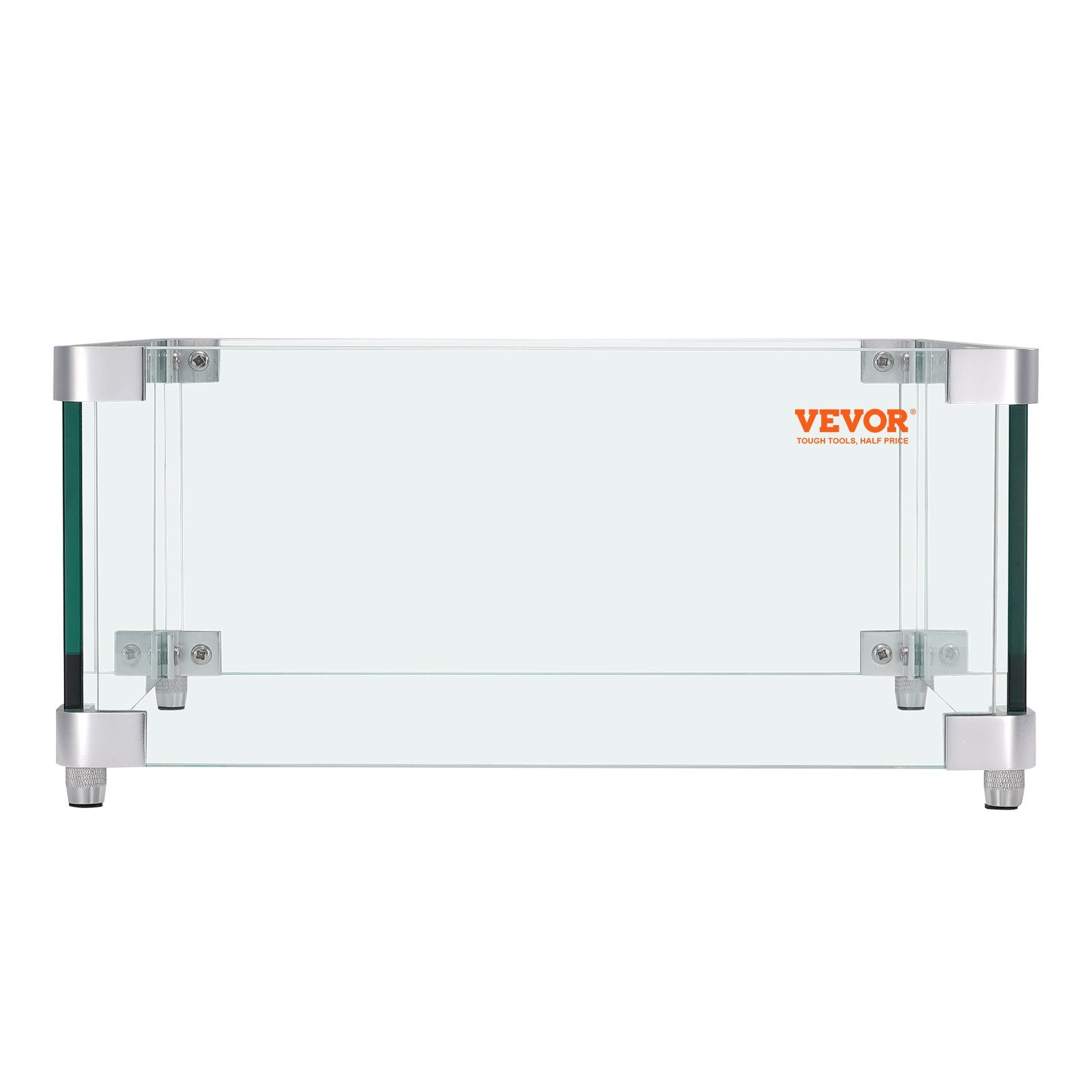 Fire Pits: VEVOR Gas Fire Pit Wind Guard for Square Fire Table, 380 x 380 x 180 mm Clear Tempered Wind Guard for Firepits, 8mm Thick Square Glass Shield, Glass Panel with Hard Corner Bracket & Feet