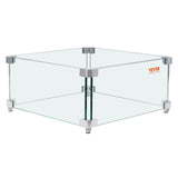 Fire Pits: VEVOR Gas Fire Pit Wind Guard for Square Fire Table, 380 x 380 x 180 mm Clear Tempered Wind Guard for Firepits, 8mm Thick Square Glass Shield, Glass Panel with Hard Corner Bracket & Feet