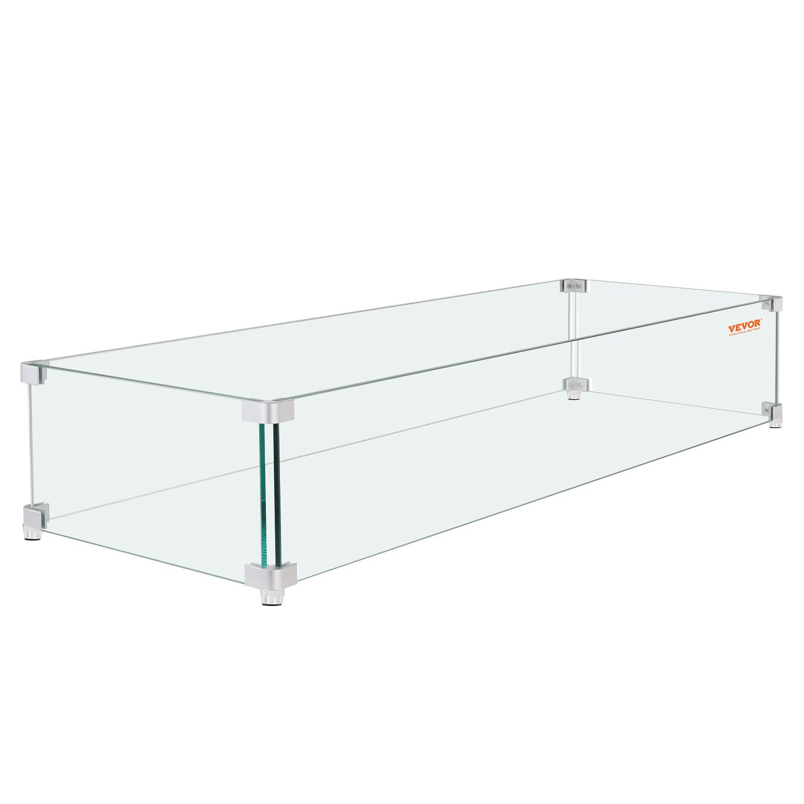 Fire Pits: VEVOR Gas Fire Pit Wind Guard for Square Fire Table, 595 x 190 x 165 mm Clear Tempered Wind Guard for Firepits, 8mm Thick Square Glass Shield, Glass Panel with Hard Corner Bracket & Feet
