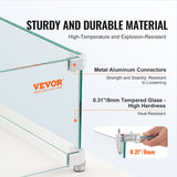 Fire Pits: VEVOR Gas Fire Pit Wind Guard for Square Fire Table, 595 x 190 x 165 mm Clear Tempered Wind Guard for Firepits, 8mm Thick Square Glass Shield, Glass Panel with Hard Corner Bracket & Feet