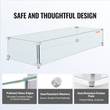 Fire Pits: VEVOR Gas Fire Pit Wind Guard for Square Fire Table, 595 x 190 x 165 mm Clear Tempered Wind Guard for Firepits, 8mm Thick Square Glass Shield, Glass Panel with Hard Corner Bracket & Feet