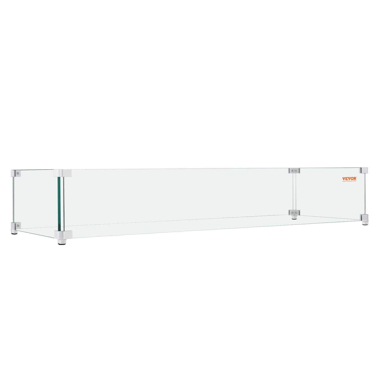 Fire Pits: VEVOR Gas Fire Pit Wind Guard for Square Fire Table, 595 x 190 x 165 mm Clear Tempered Wind Guard for Firepits, 8mm Thick Square Glass Shield, Glass Panel with Hard Corner Bracket & Feet