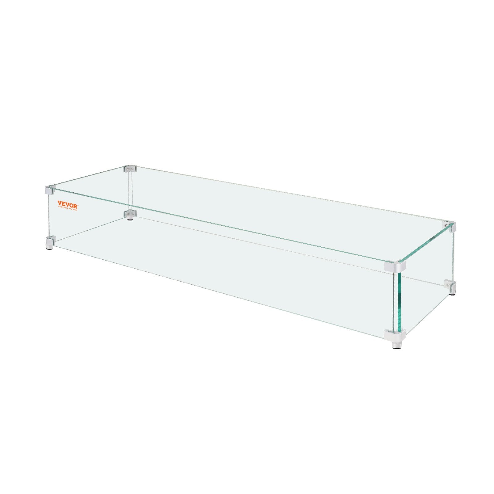 Fire Pits: VEVOR Gas Fire Pit Wind Guard for Square Fire Table, 595 x 190 x 165 mm Clear Tempered Wind Guard for Firepits, 8mm Thick Square Glass Shield, Glass Panel with Hard Corner Bracket & Feet