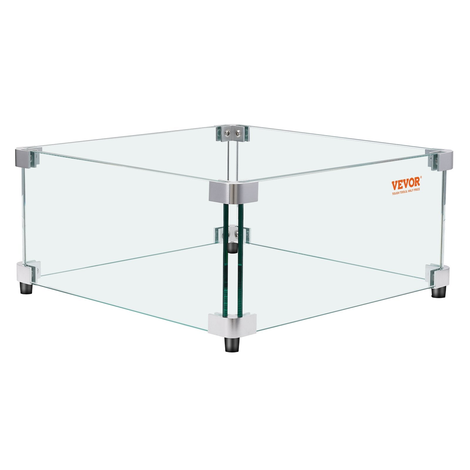 Fire Pits: VEVOR Gas Fire Pit Wind Guard for Square Fire Table, 543 x 543 x 191 mm Clear Tempered Wind Guard for Firepits, 8mm Thick Square Glass Shield, Glass Panel with Hard Corner Bracket & Feet