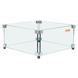 Fire Pits: VEVOR Gas Fire Pit Wind Guard for Square Fire Table, 543 x 543 x 191 mm Clear Tempered Wind Guard for Firepits, 8mm Thick Square Glass Shield, Glass Panel with Hard Corner Bracket & Feet