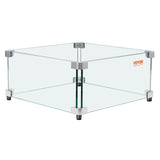 Fire Pits: VEVOR Gas Fire Pit Wind Guard for Square Fire Table, 493 x 493 x 191 mm Clear Tempered Wind Guard for Firepits, 8mm Thick Square Glass Shield, Glass Panel with Hard Corner Bracket & Feet
