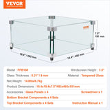 Fire Pits: VEVOR Gas Fire Pit Wind Guard for Square Fire Table, 493 x 493 x 191 mm Clear Tempered Wind Guard for Firepits, 8mm Thick Square Glass Shield, Glass Panel with Hard Corner Bracket & Feet