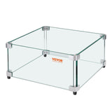 Fire Pits: VEVOR Gas Fire Pit Wind Guard for Square Fire Table, 493 x 493 x 191 mm Clear Tempered Wind Guard for Firepits, 8mm Thick Square Glass Shield, Glass Panel with Hard Corner Bracket & Feet