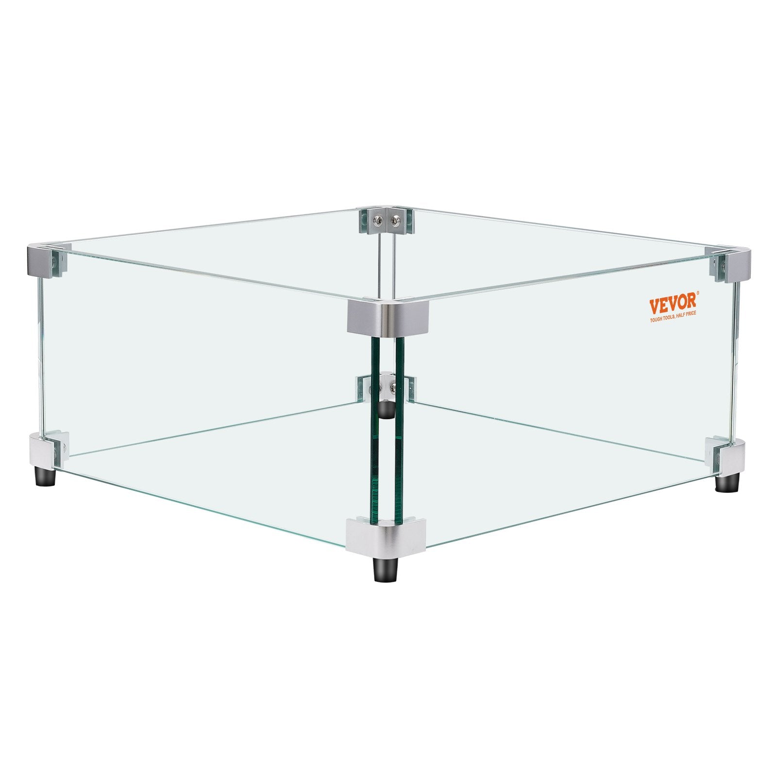 Fire Pits: VEVOR Gas Fire Pit Wind Guard for Square Fire Table, 493 x 493 x 191 mm Clear Tempered Wind Guard for Firepits, 8mm Thick Square Glass Shield, Glass Panel with Hard Corner Bracket & Feet