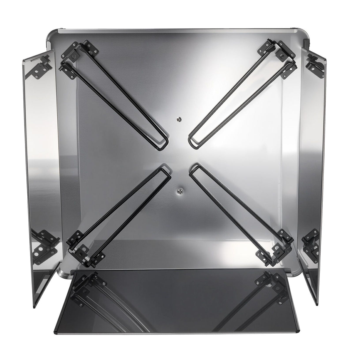 Fire Pit Heat Deflector, 645x645x370 mm Square Outdoor Burner Cover, Stainless Steel Bonfire Camping Wood Burning, Push Heat Down and Out with 4 Foldable Legs & Carrying Handle