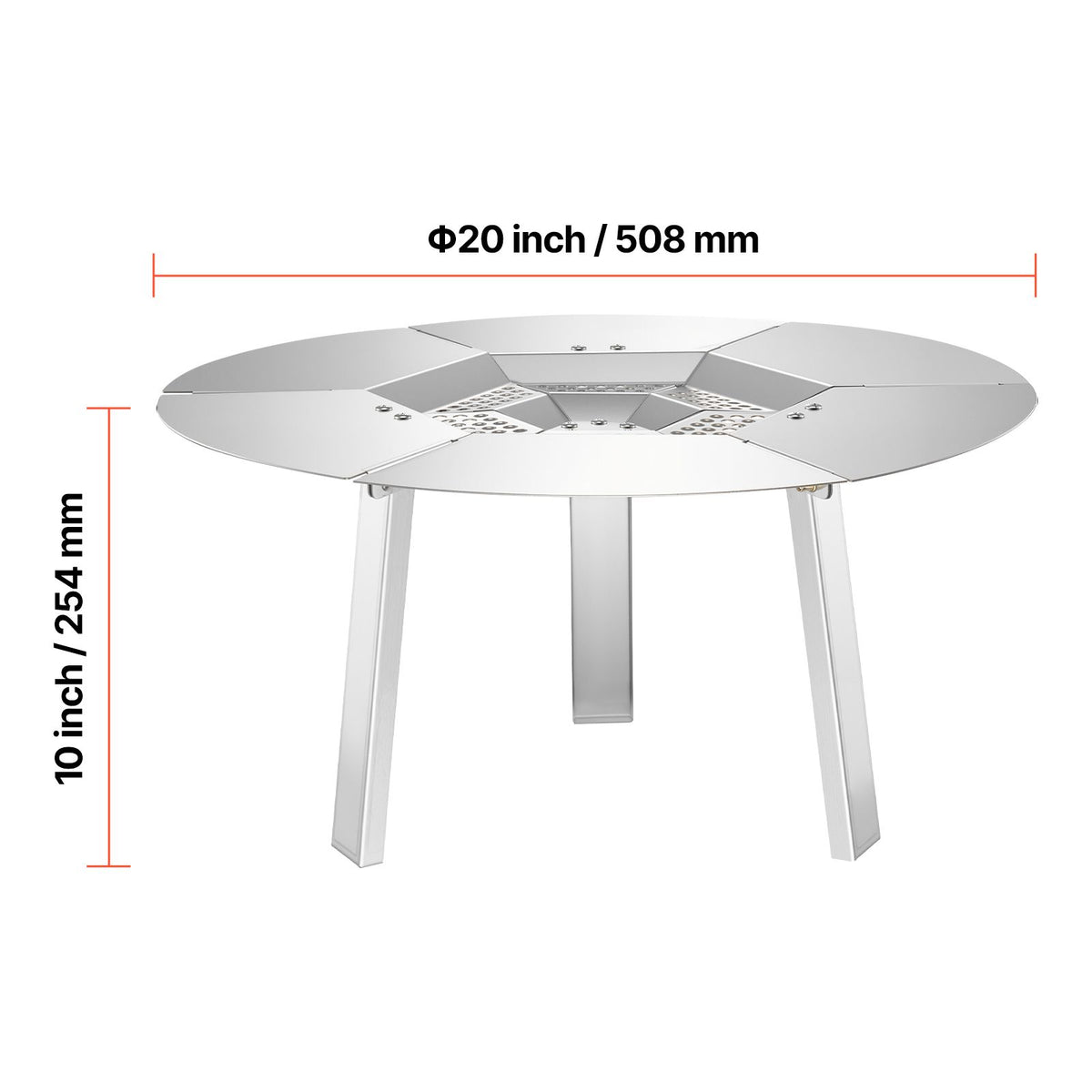 Fire Pit Heat Deflector for Solo Stove Ranger, 508 mm Round for Wood Burning Fire Pit, 304 Stainless Steel Heat Diffuser, Detachable Burner Cover Camping Accessories