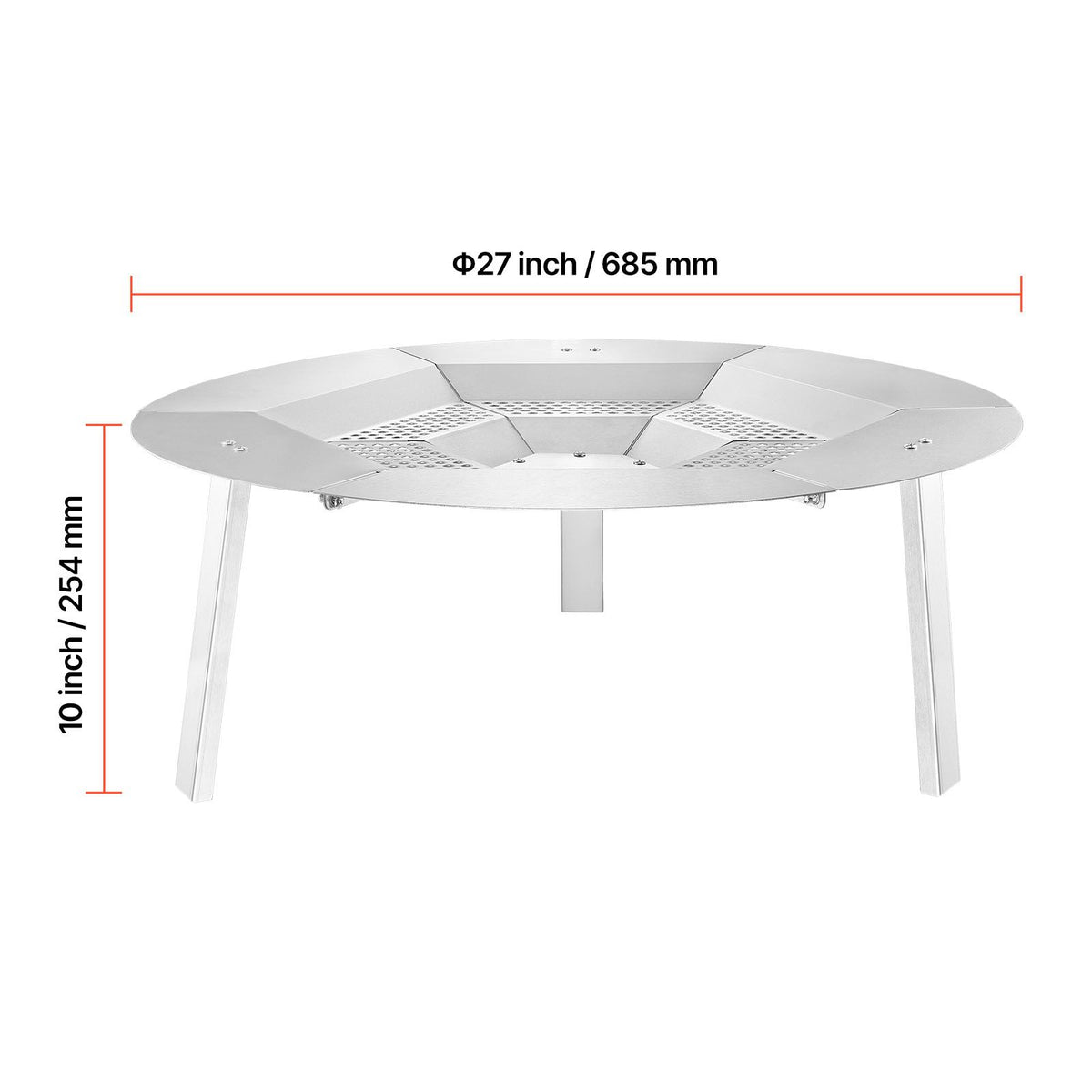 Fire Pit Heat Deflector for Solo Stove Yukon, 685.8 mm Bonfire Round for Wood Burning Fire Pit, 304 Stainless Steel Heat Diffuser, Detachable Burner Cover Camping Accessories