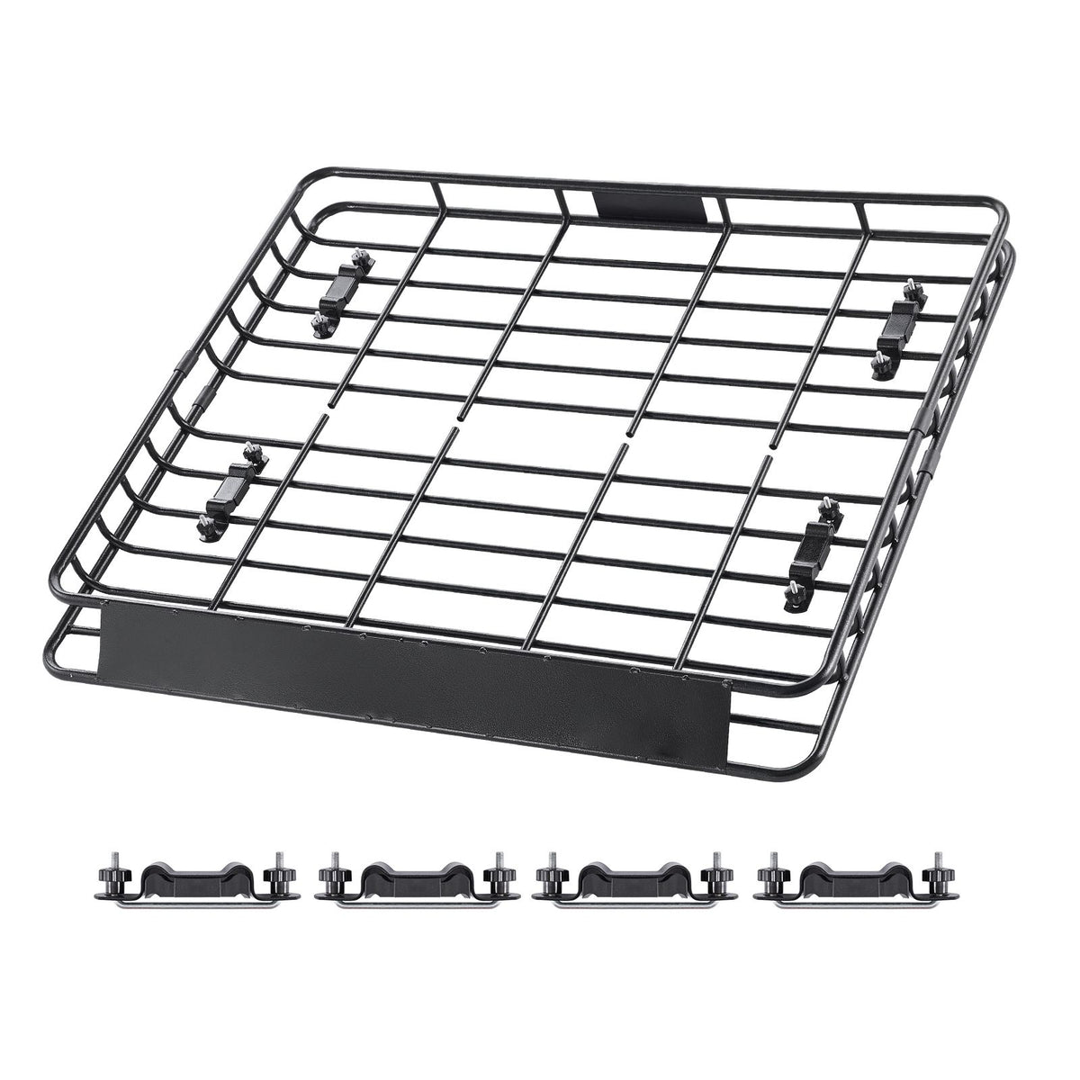 Roof Rack Cargo Carrier, 1095 x 1270 x 105 mm, Universal Rooftop Cargo Basket, Car Top Luggage Holder with 68 kg Max Load Capacity, 4.1 in Fence, Anti-Rust Alloy Steel, Wind Fairing, for SUV Car