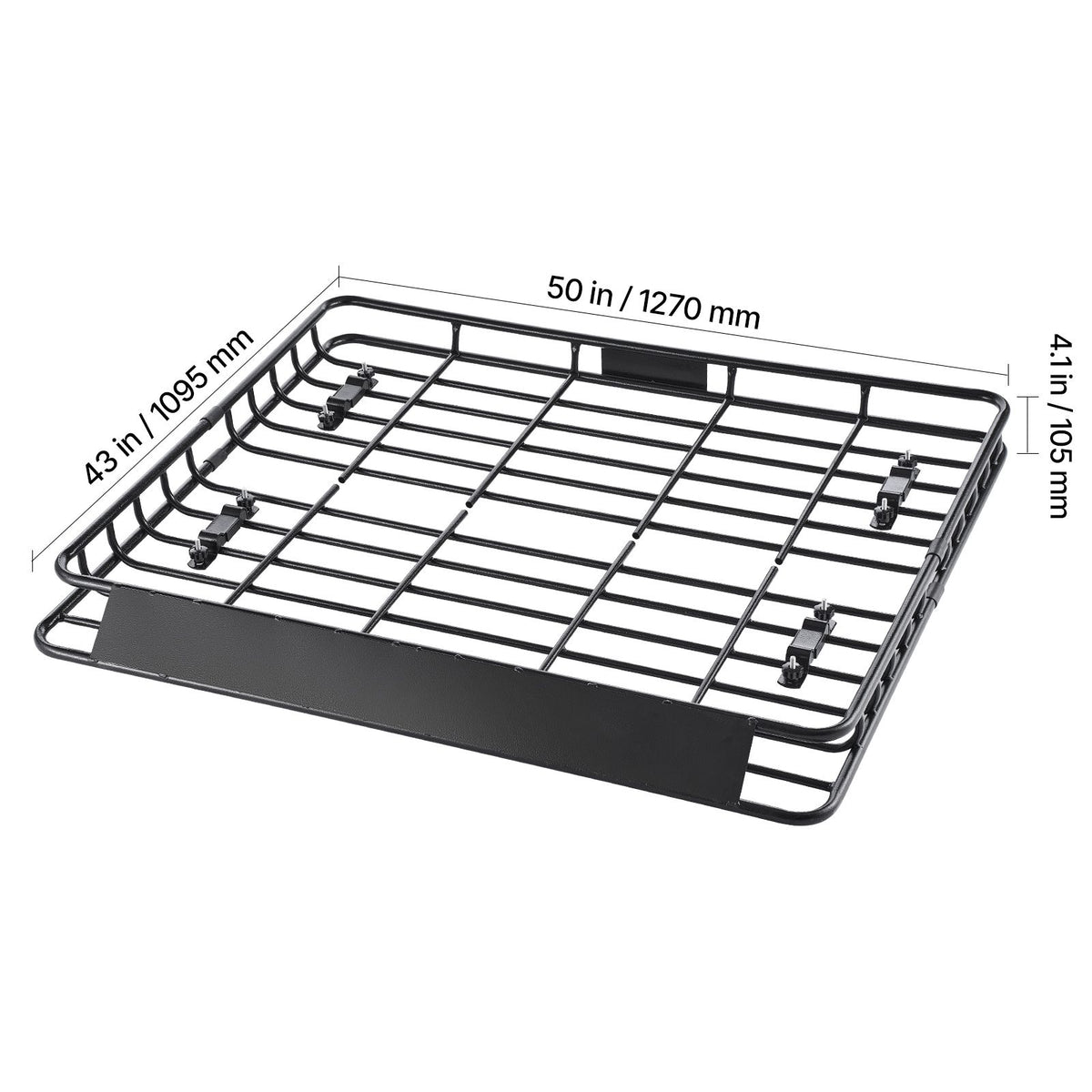 Roof Rack Cargo Carrier, 1095 x 1270 x 105 mm, Universal Rooftop Cargo Basket, Car Top Luggage Holder with 68 kg Max Load Capacity, 4.1 in Fence, Anti-Rust Alloy Steel, Wind Fairing, for SUV Car