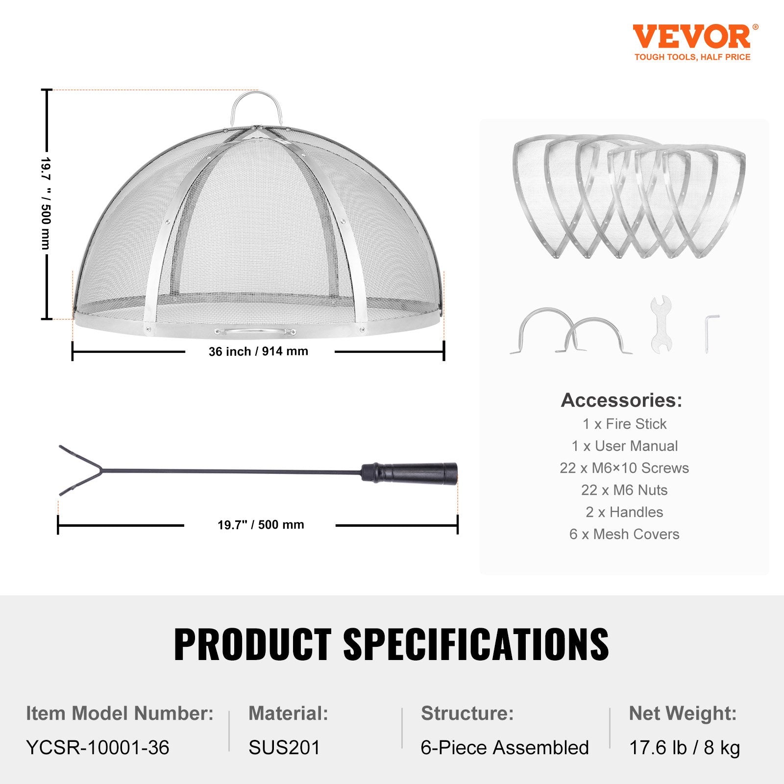 Fire Pits: VEVOR Firepit Spark Screen Lid, 36" Diameter, Outdoor Firepit Ring Cover Round Accessories, Fire Pit Metal Cover, Easy-Opening Stainless Steel Fire Ring Covers for Outdoor Patio Fire Pits Backyard