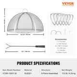 Fire Pits: VEVOR Firepit Spark Screen Lid, 30" Diameter, Outdoor Firepit Ring Cover Round Accessories, Fire Pit Metal Cover, Easy-Opening Stainless Steel Fire Ring Covers for Outdoor Patio Fire Pits Backyard