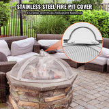 Fire Pits: VEVOR Fire Pit Spark Screen Round 27", Reinforced Heavy Duty Steel Metal Cover, Outdoor Firepit Lid, Easy-Opening Top Screen Covers Round with Ring Handle for Outdoor Patio Fire Pits Backyard
