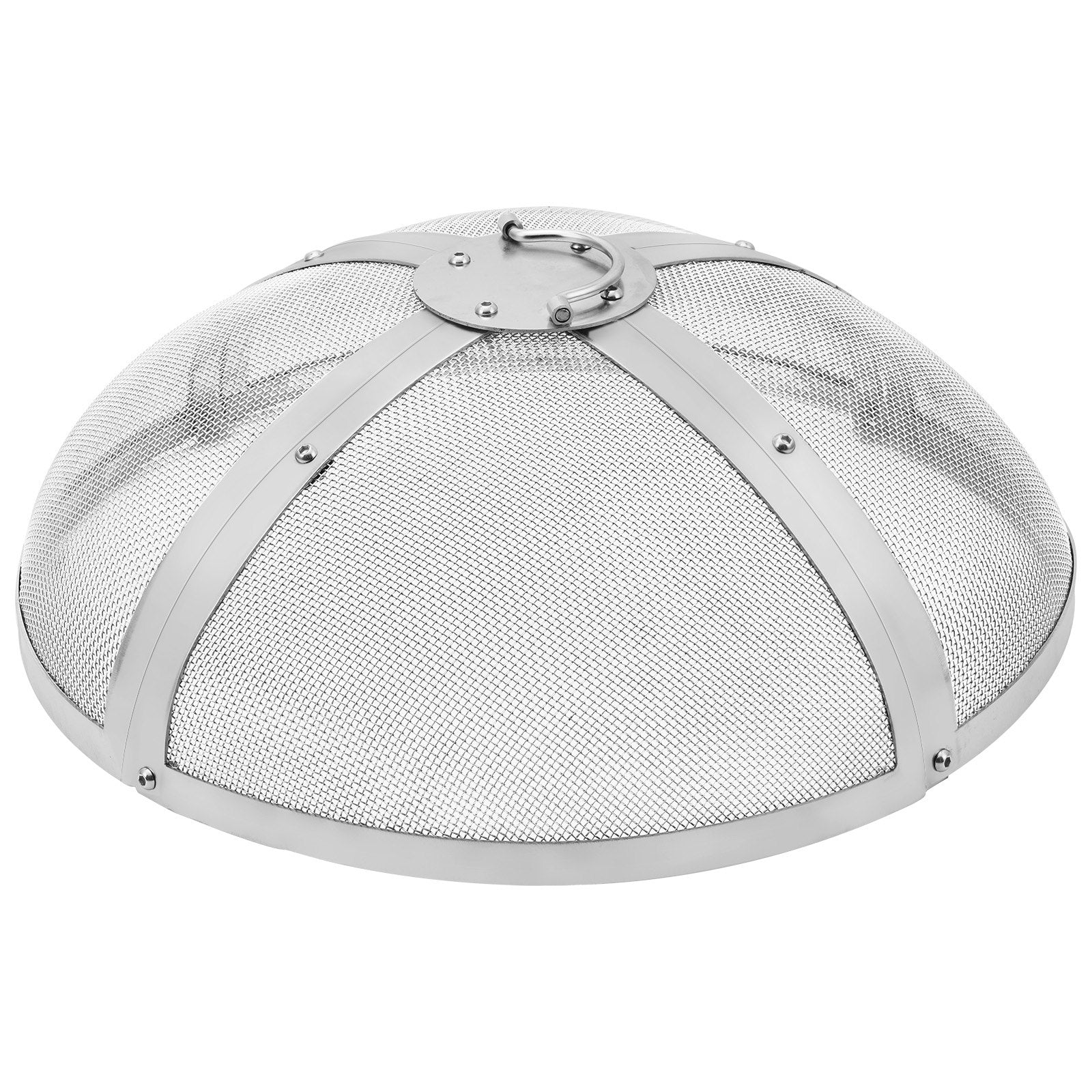 Fire Pits: VEVOR Fire Pit Spark Screen Round 20", Reinforced Heavy Duty Steel Metal Cover, Outdoor Firepit Lid, Easy-Opening Top Screen Covers Round with Ring Handle for Outdoor Patio Fire Pits Backyard