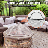 Fire Pits: VEVOR Fire Pit Spark Screen Round 30", Reinforced Heavy Duty Steel Metal Cover, Outdoor Firepit Lid, Easy-Opening Top Screen Covers Round with Ring Handle for Outdoor Patio Fire Pits Backyard