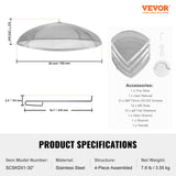 Fire Pits: VEVOR Fire Pit Spark Screen Round 30", Reinforced Heavy Duty Steel Metal Cover, Outdoor Firepit Lid, Easy-Opening Top Screen Covers Round with Ring Handle for Outdoor Patio Fire Pits Backyard