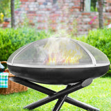 Fire Pits: VEVOR Fire Pit Spark Screen Round 40", Reinforced Heavy Duty Steel Metal Cover, Outdoor Firepit Lid, Easy-Opening Top Screen Covers Round with Ring Handle for Outdoor Patio Fire Pits Backyard