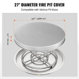 Fire Pits: VEVOR Fire Pit Cover Lid, 27" Portable Firepit Spark Screen,Stainless Steel Steel Metal Cover, Easy-Opening Outdoor Wood Burning and Camping Stove Accessory, for Outdoor Patio Fire Pits Backyard
