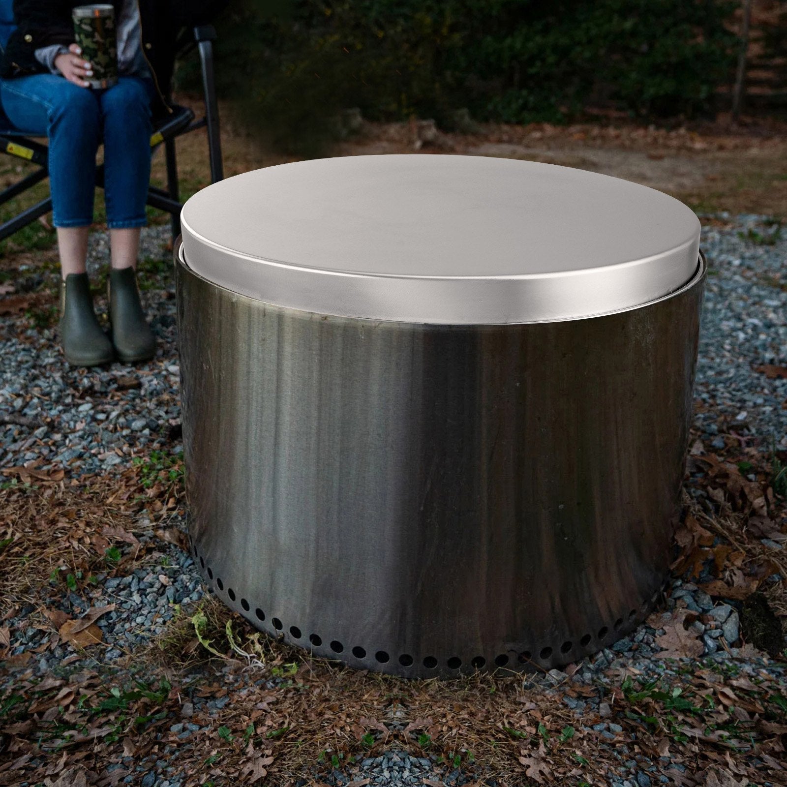 Fire Pits: VEVOR Fire Pit Cover Lid, 27" Portable Firepit Spark Screen,Stainless Steel Steel Metal Cover, Easy-Opening Outdoor Wood Burning and Camping Stove Accessory, for Outdoor Patio Fire Pits Backyard