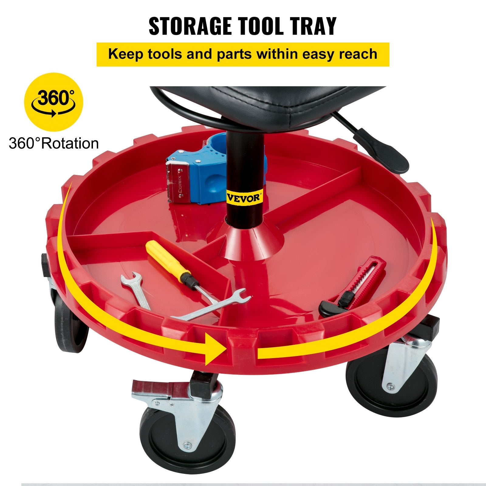 Gymnastics: VEVOR Rolling Garage Stool 300LBS Adjustable Mechanic Work Shop Seat w/Casters