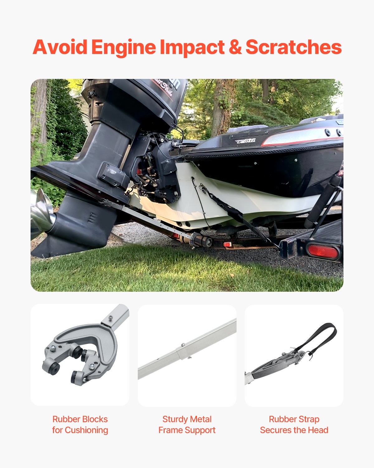 Toilet Brushes & Holders: VEVOR Transom Saver, 609.6-914.4 mm, Adjustable Boat Transom Saver with Heavy-Duty Head, Corrosion-Resistant Easy-to-Install Transom Savers for Less Than 100 HP Outboard Motor , Fit for Roller & Trailer