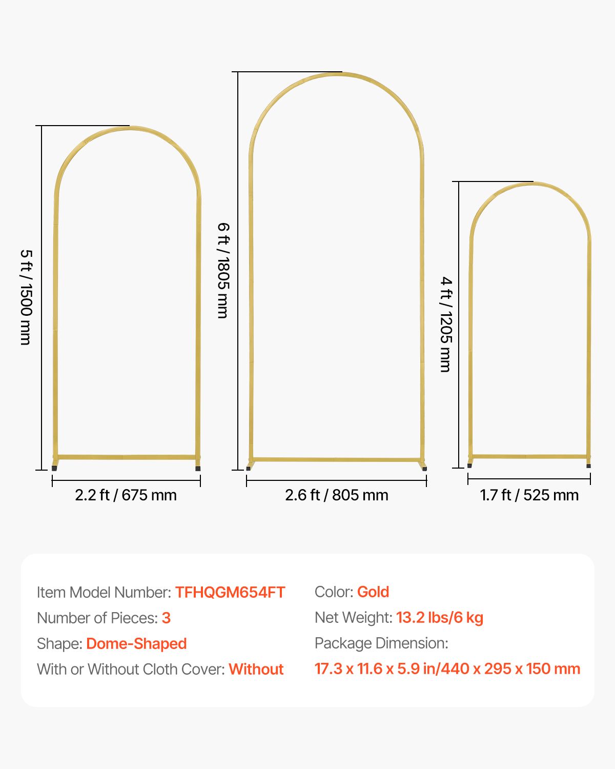 Wedding Arch Backdrop Stand, Set of 3, Metal Stable Stand with Case Connection & Chassis Crossbar Design, Easy-to-Assemble Gold Stand with Premium Metal, Fit for Birthday, Celebration, Holiday
