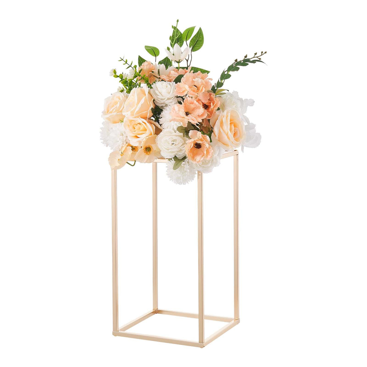 Wedding Flower Stand, 10PCS 40cm Column Flower Stand, Floral Stands with Acrylic Laminate, Gold Rectangular Floral Display Rack for Wedding, Party, Birthday, Home, Gold Centerpiece Stands