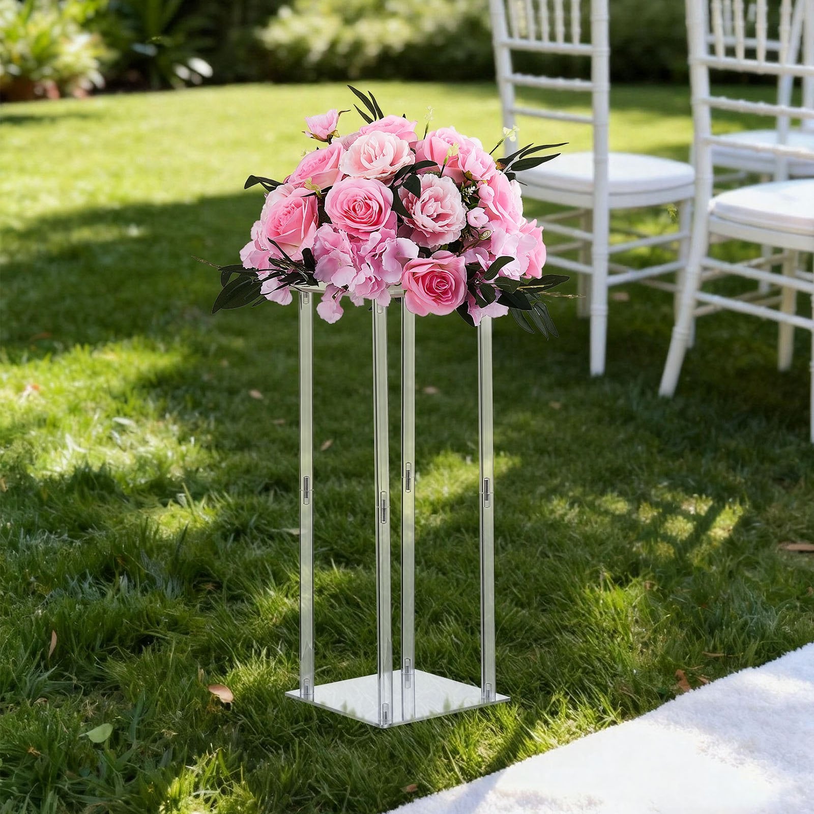 Wedding Flower Stand, 10PCS 50cm Column Flower Stand, Floral Stands with Acrylic Laminate, Cylindrical Cubic Floral Display Rack for Wedding, Party, Birthday, Home, Centerpiece Stands