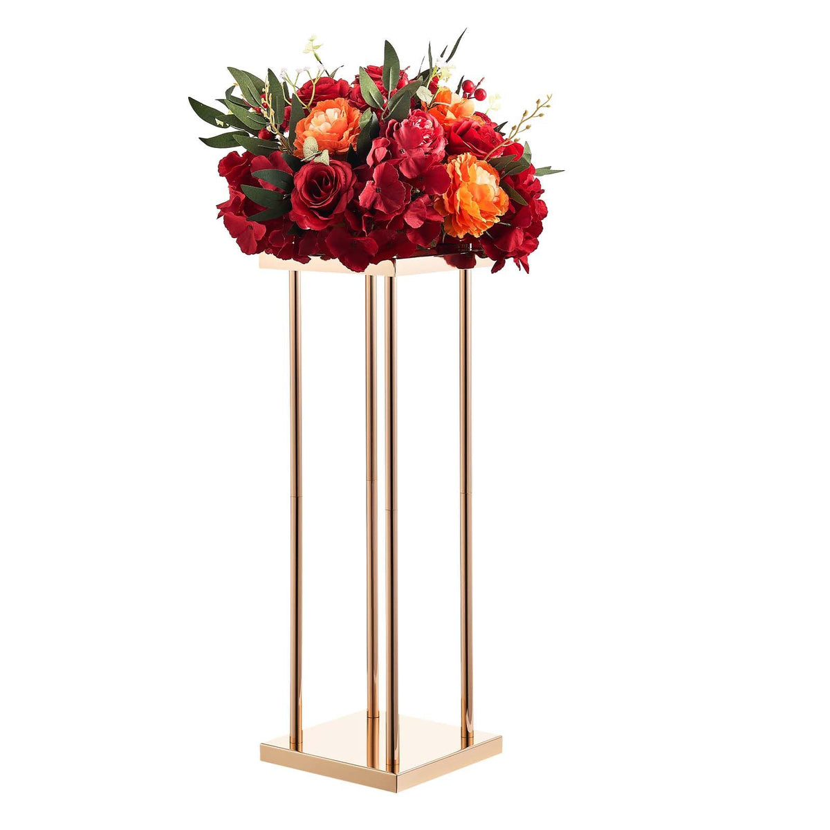 Wedding Flower Stand, 10PCS 60cm Column Flower Stand, Floral Stands with Metal Laminate, Cylindrical Cubic Floral Display Rack for Wedding, Party, Birthday, Home, Gold Centerpiece Stands