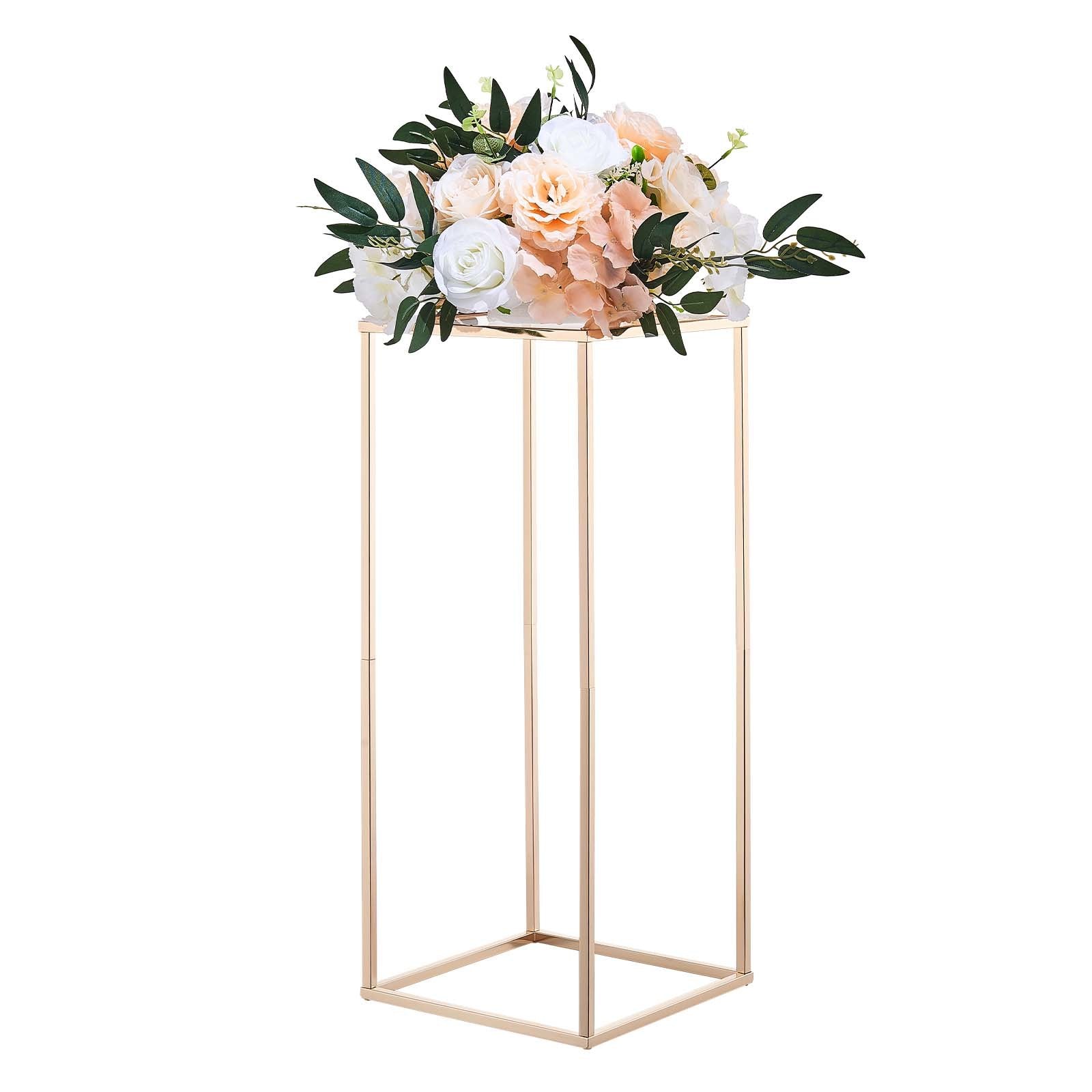 Wedding Favours: VEVOR Wedding Flower Stand, 10PCS 60cm Column Flower Stand, Floral Stands with Acrylic Laminate, Gold Rectangular Floral Display Rack for Wedding, Party, Birthday, Home,  Gold Centerpiece Stands