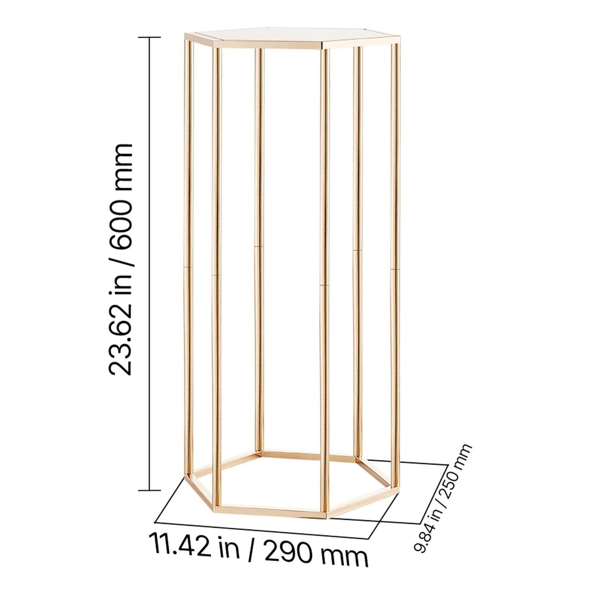 Wedding Flower Stand, 10PCS 60cm Column Flower Stand, Floral Stands with Acrylic Laminate, Hexagonal Cubic Floral Display Rack for Wedding, Party, Birthday, Home, Gold Centerpiece Stands