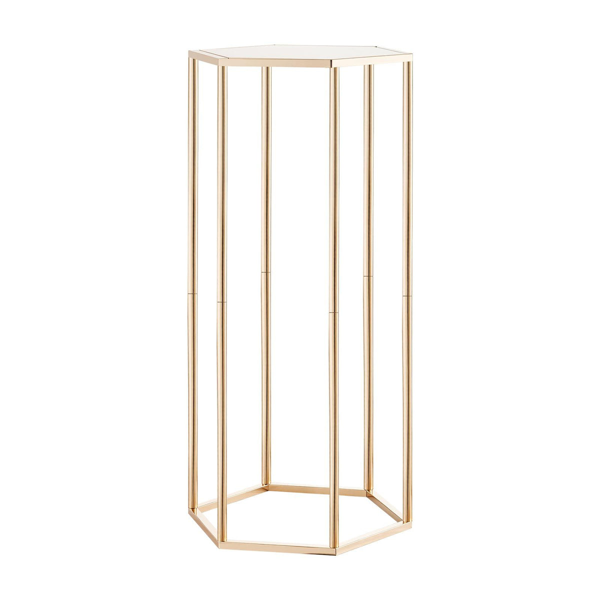 Wedding Flower Stand, 10PCS 60cm Column Flower Stand, Floral Stands with Acrylic Laminate, Hexagonal Cubic Floral Display Rack for Wedding, Party, Birthday, Home, Gold Centerpiece Stands