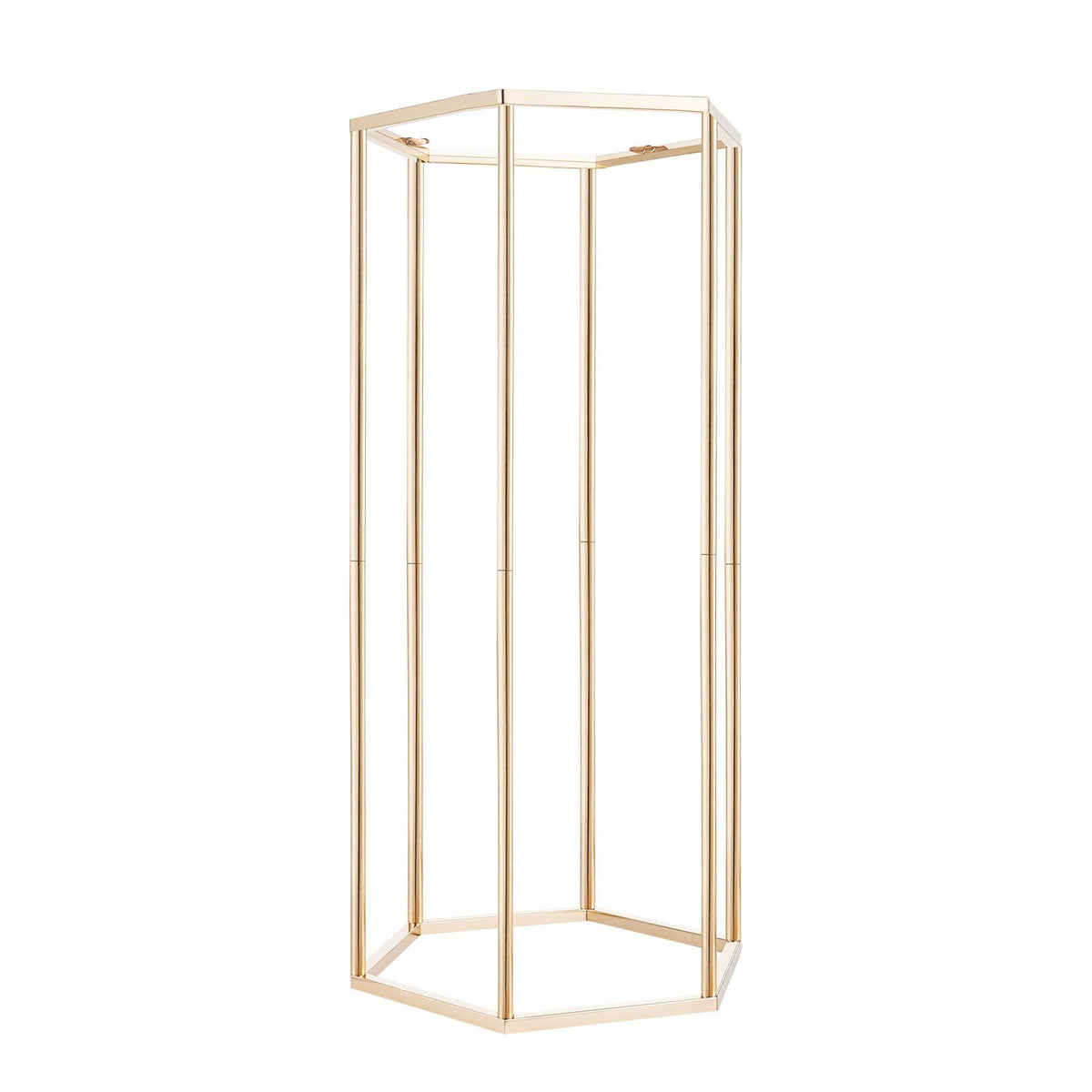 Wedding Flower Stand, 10PCS 60cm Column Flower Stand, Floral Stands with Acrylic Laminate, Hexagonal Cubic Floral Display Rack for Wedding, Party, Birthday, Home, Gold Centerpiece Stands