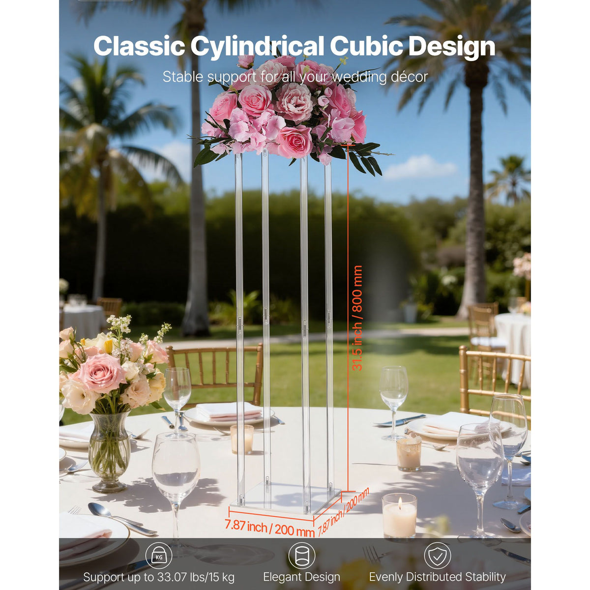 Wedding Flower Stand, 10PCS 80cm Column Flower Stand, Floral Stands with Acrylic Laminate, Cylindrical Cubic Floral Display Rack for Wedding, Party, Birthday, Home, Centerpiece Stands