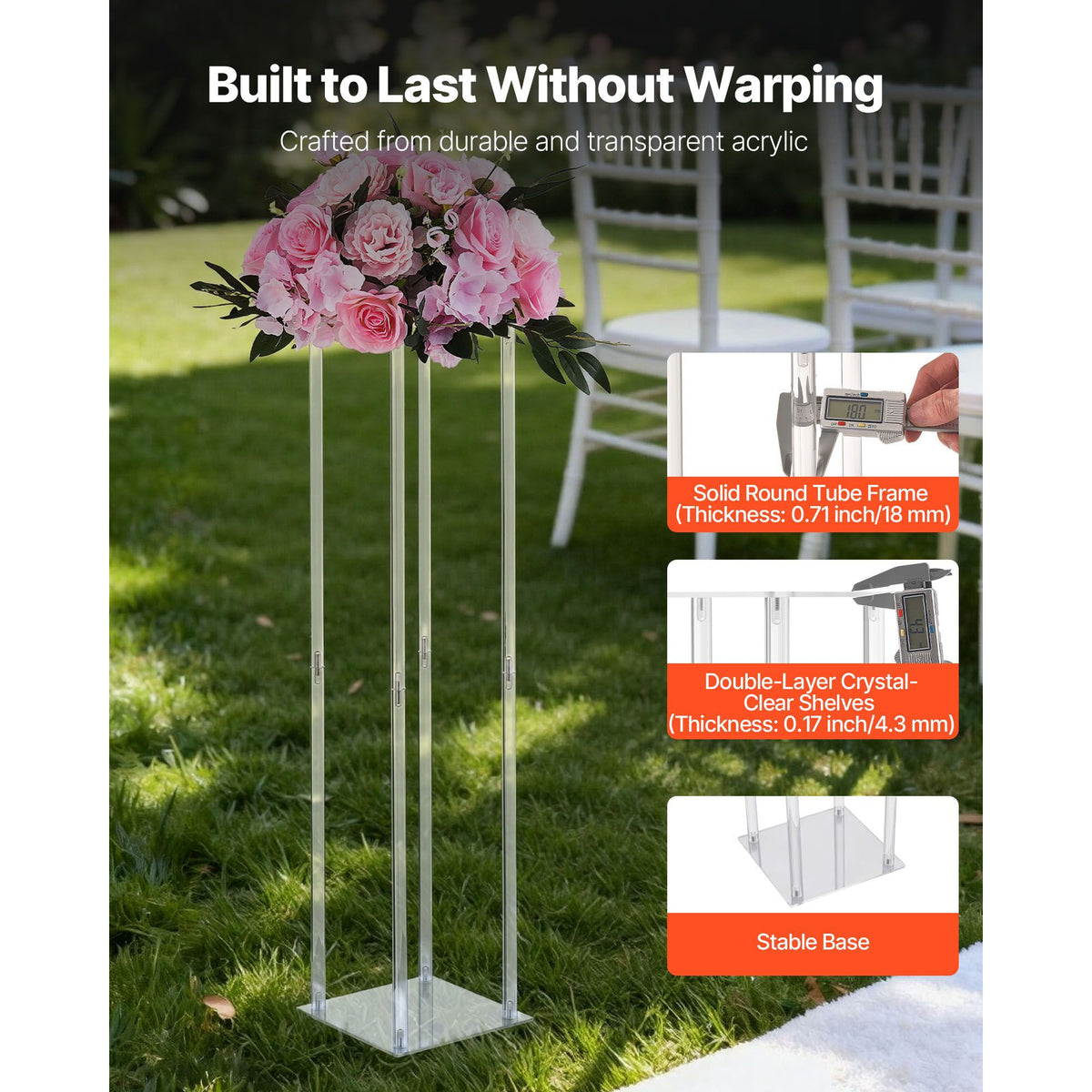 Wedding Flower Stand, 10PCS 80cm Column Flower Stand, Floral Stands with Acrylic Laminate, Cylindrical Cubic Floral Display Rack for Wedding, Party, Birthday, Home, Centerpiece Stands