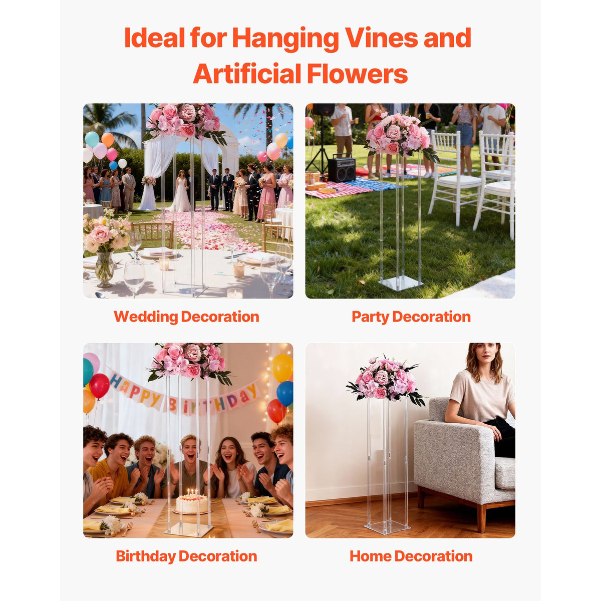 Wedding Flower Stand, 10PCS 80cm Column Flower Stand, Floral Stands with Acrylic Laminate, Cylindrical Cubic Floral Display Rack for Wedding, Party, Birthday, Home, Centerpiece Stands