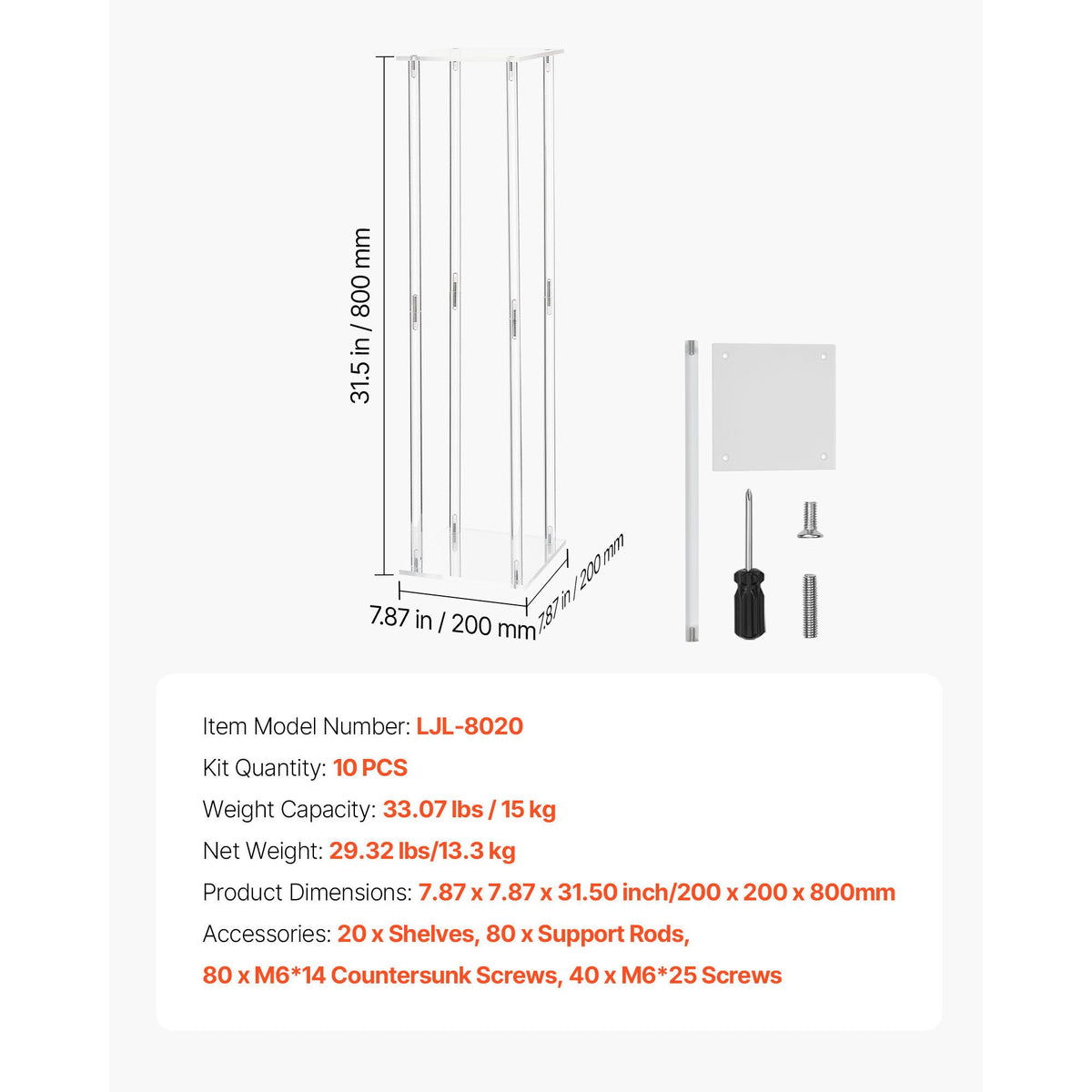 Wedding Flower Stand, 10PCS 80cm Column Flower Stand, Floral Stands with Acrylic Laminate, Cylindrical Cubic Floral Display Rack for Wedding, Party, Birthday, Home, Centerpiece Stands
