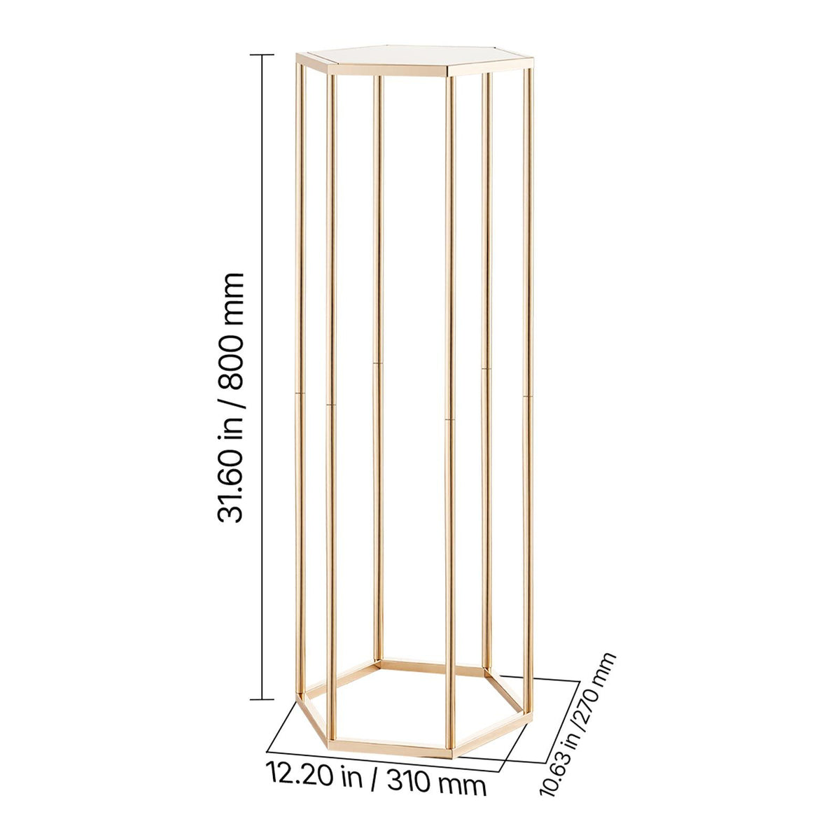 Wedding Flower Stand, 10PCS 80cm Column Flower Stand, Floral Stands with Acrylic Laminate, Hexagonal Cubic Floral Display Rack for Wedding, Party, Birthday, Home, Gold Centerpiece Stands