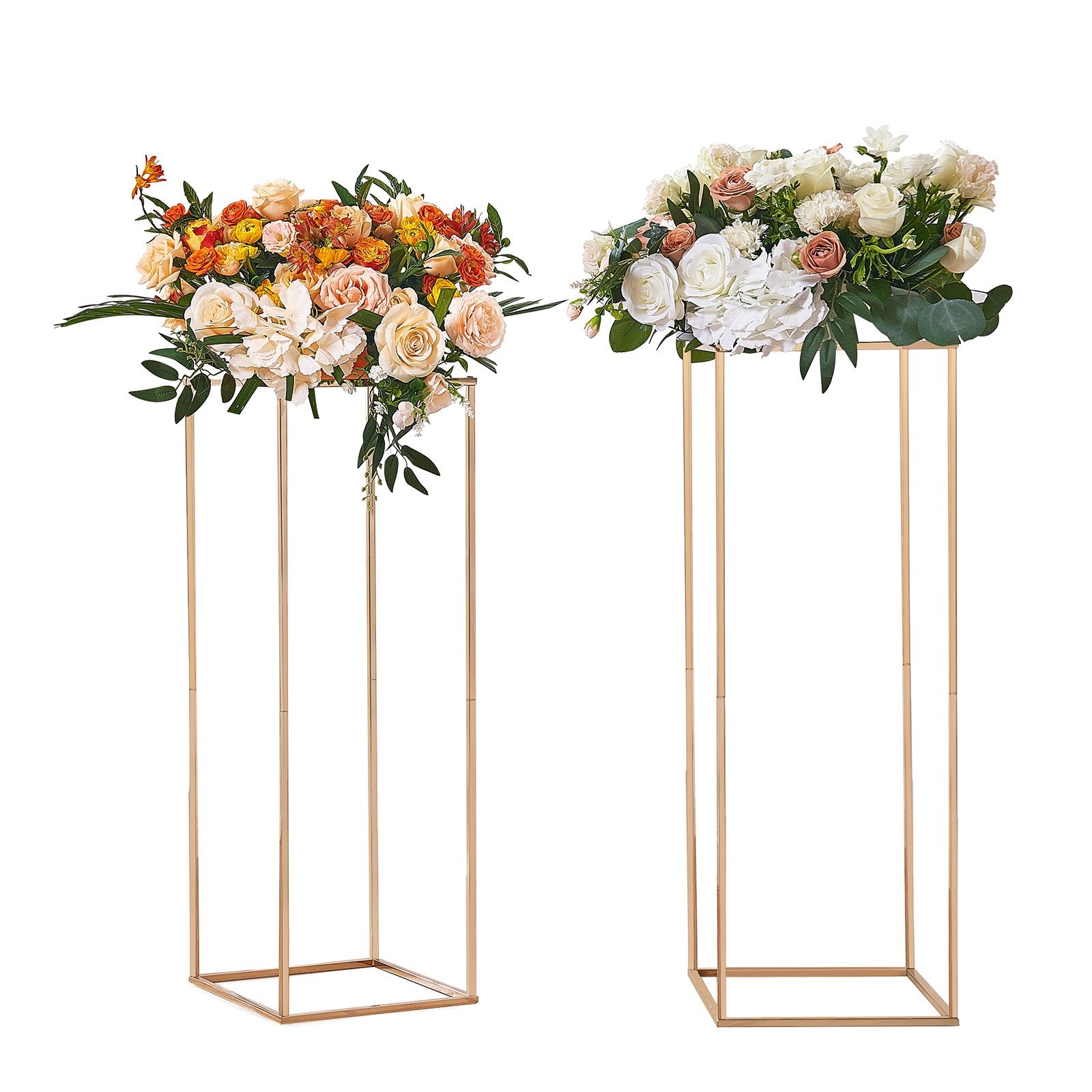 Calendars, Organisers & Planners: VEVOR 2PCS 31.5inch/80cm High Wedding Flower Stand, With Acrylic Laminate,Metal Vase Column Geometric Centerpiece Stands, Gold Rectangular Floral Display Rack for Events Reception, Party Decoration