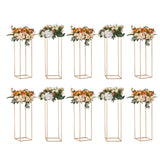 Vases & Table Decor: VEVOR 10PCS 31.5inch/80cm High Wedding Flower Stand, With Acrylic Laminate,Metal Vase Column Geometric Centerpiece Stands, Gold Rectangular Floral Display Rack for Events Reception, Party Decoration