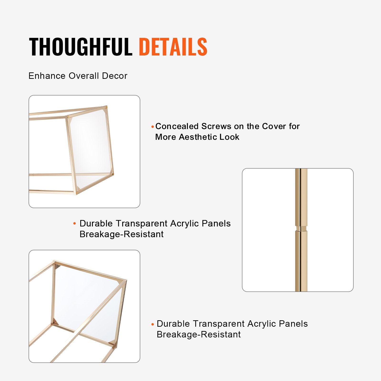 10PCS 31.5inch/80cm High Wedding Flower Stand, With Acrylic Laminate,Metal Vase Column Geometric Centerpiece Stands, Gold Rectangular Floral Display Rack for Events Reception, Party Decoration