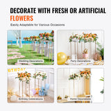 Vases & Table Decor: VEVOR 10PCS 31.5inch/80cm High Wedding Flower Stand, With Acrylic Laminate,Metal Vase Column Geometric Centerpiece Stands, Gold Rectangular Floral Display Rack for Events Reception, Party Decoration
